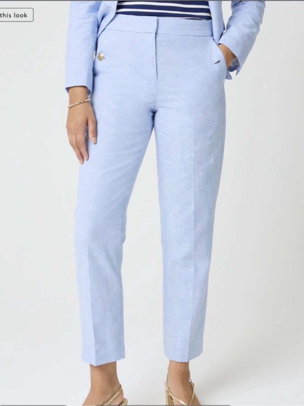 J. Crew Pale Blue Cropped Tailored Pants